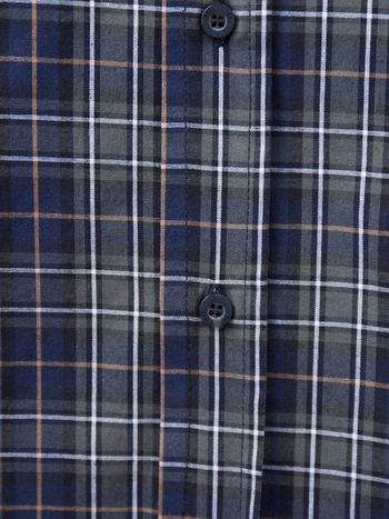 Unisex pamukasta košulja s dugim rukavima, karirani uzorak, tisk logotipa na stražnjoj strani, široka silueta