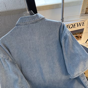 Muška košulja od konopljinog platna s četiri smjera elastičnosti, color-block uzorak, kvadratni izrez, 3/4 rukav, udoban kroj