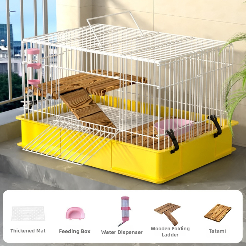 Ξύλινο κλουβί για κουνέλους για οικιακή χρήση, πολυτελής σχεδιασμός, αντι-ούρηση, φωλιά κατοικίδιων