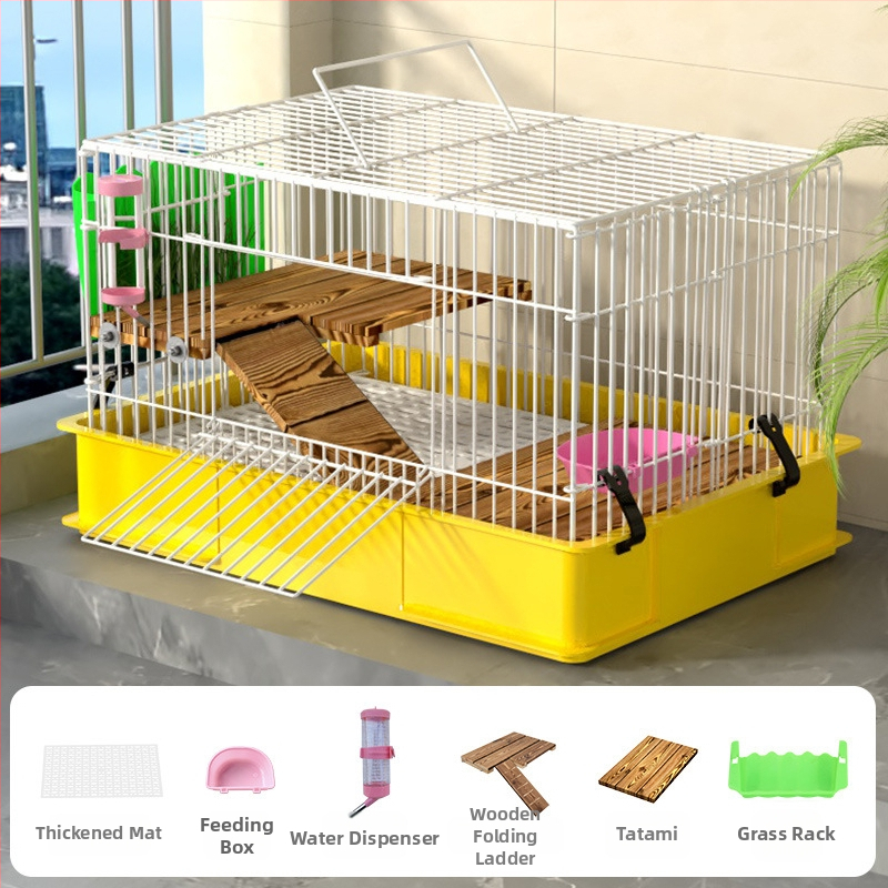 Ξύλινο κλουβί για κουνέλους για οικιακή χρήση, πολυτελής σχεδιασμός, αντι-ούρηση, φωλιά κατοικίδιων