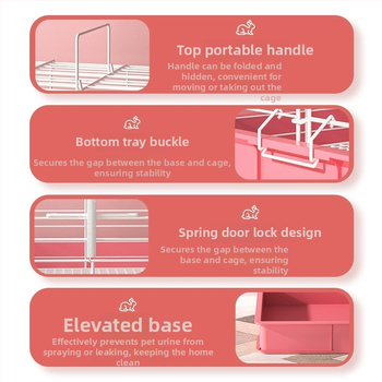 Weibi Κλωβός για κουνέλια, μεταλλικός με επίστρωση, μοντέλο T176001, εσωτερικός πολυτελής κλωβός κατοικίδιων