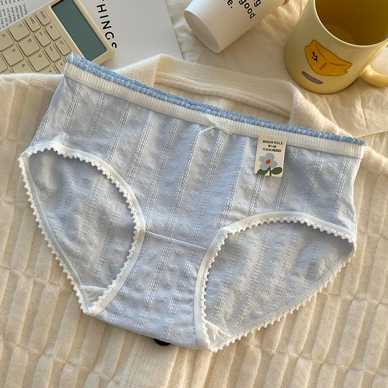 Djevojačke pamucne gaćice s jacquard cvjetnim uzorkom, prozračne i antibakterijske, niski pojas, 90–95% pamuk, 100% pamuk podstava