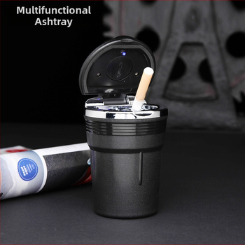 Fire Wheel LED автомобилен пепелник с капак, пластмасов, сваляем и миещ се, печатано лого, възможност за частна марка