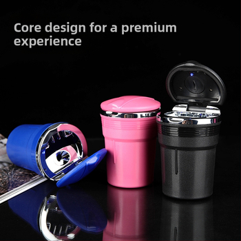 Fire Wheel LED автомобилен пепелник с капак, пластмасов, сваляем и миещ се, печатано лого, възможност за частна марка