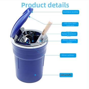 Fire Wheel LED автомобилен пепелник с капак, пластмасов, сваляем и миещ се, печатано лого, възможност за частна марка