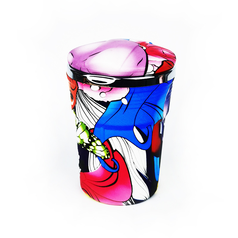 Fire Wheel LED автомобилен пепелник с капак, пластмасов, сваляем и миещ се, печатано лого, възможност за частна марка