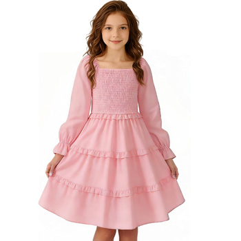 Детска рокля за момичета | Модерен минималистичен стил | 100% полиестер | Едноцветна | Подходяща за пролет и есен, за деца над 8 години