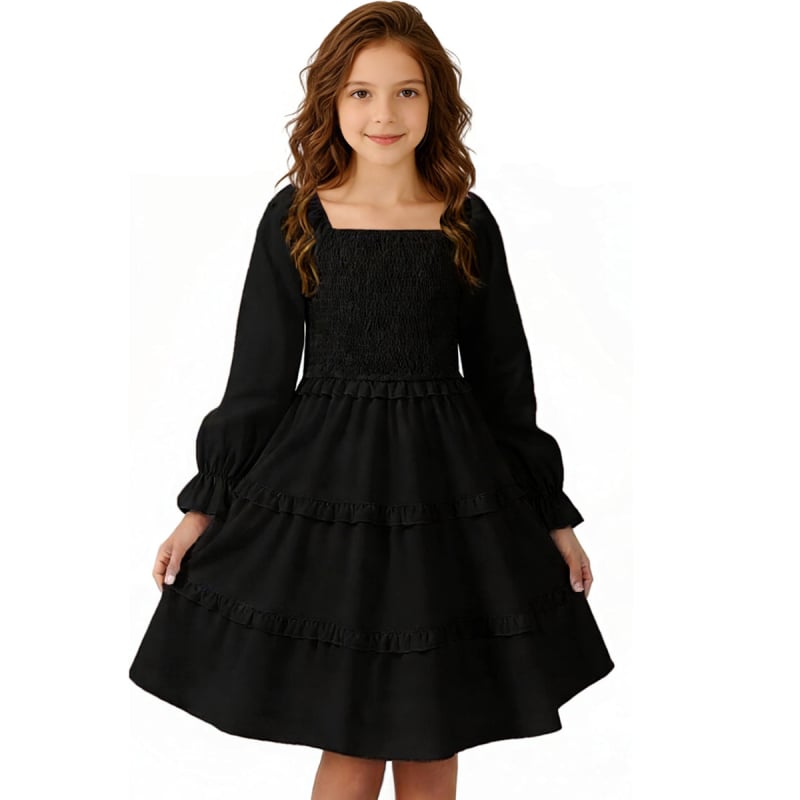 Детска рокля за момичета | Модерен минималистичен стил | 100% полиестер | Едноцветна | Подходяща за пролет и есен, за деца над 8 години