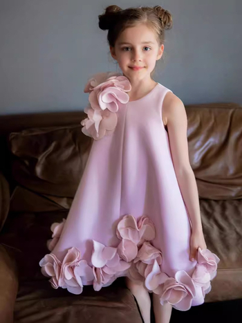 Детска рокля принцеса с А-линия силует (90% полиестер, мека обработка, за деца 3–8 години, есен 2024)