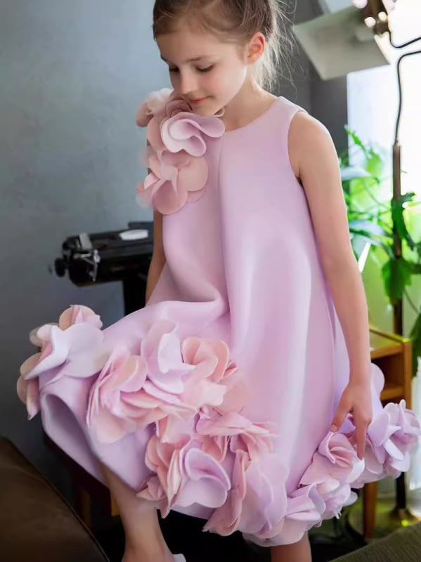 Детска рокля принцеса с А-линия силует (90% полиестер, мека обработка, за деца 3–8 години, есен 2024)