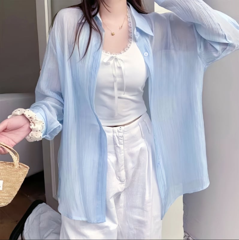 Тенсел риза с UV защита и устойчив на намачкване материал, дълги ръкави, риза-яка, копчета по планка, ежедневен стил