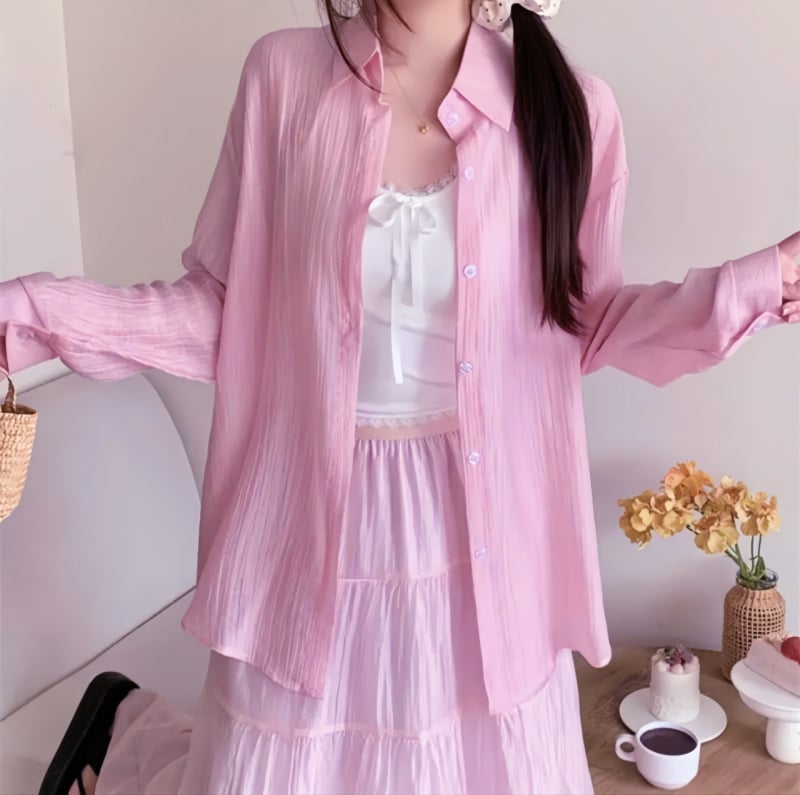 Тенсел риза с UV защита и устойчив на намачкване материал, дълги ръкави, риза-яка, копчета по планка, ежедневен стил