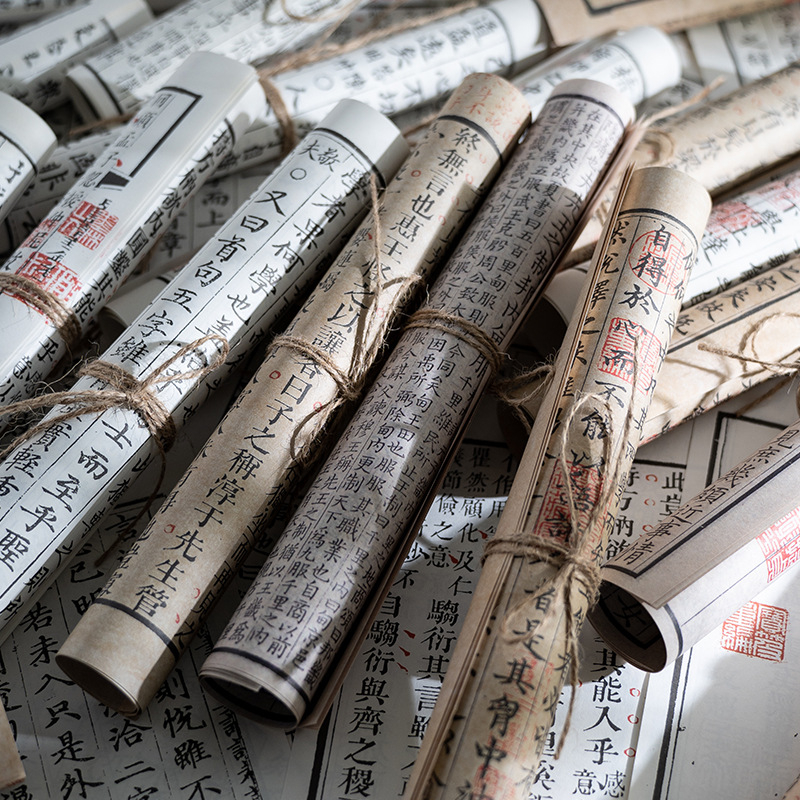 Retro rekviziti za fotografiju u kineskom stilu: papirni rolni, Hanfu figura, dekor prostora za model i rekviziti za livestream