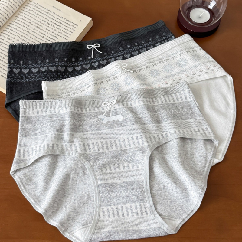 Comswiss памучни дамски бикини със средна талия, флорална шарка, дишащи и антибактериални