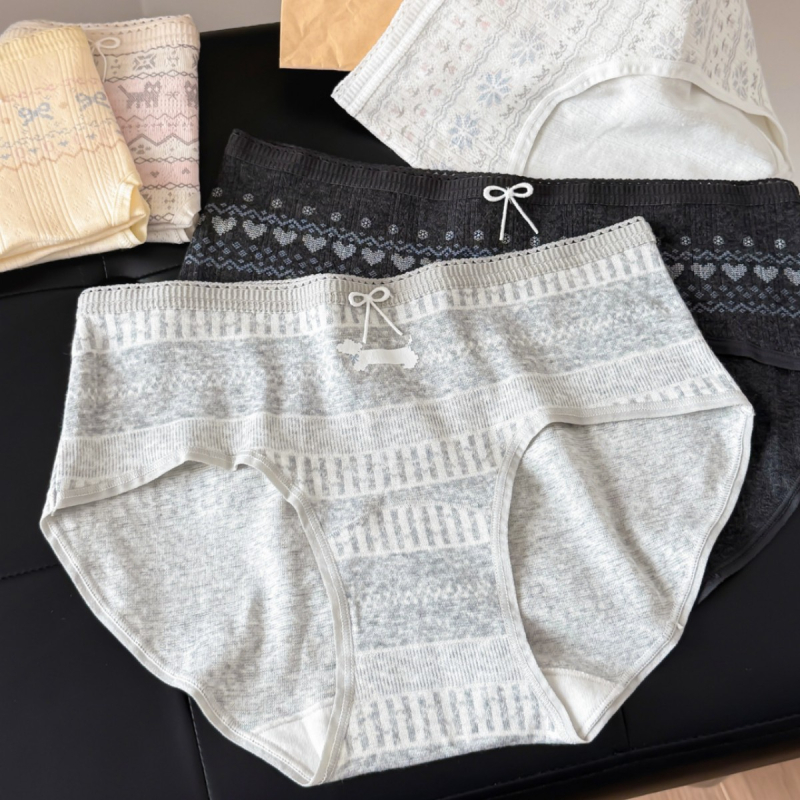 Comswiss памучни дамски бикини със средна талия, флорална шарка, дишащи и антибактериални