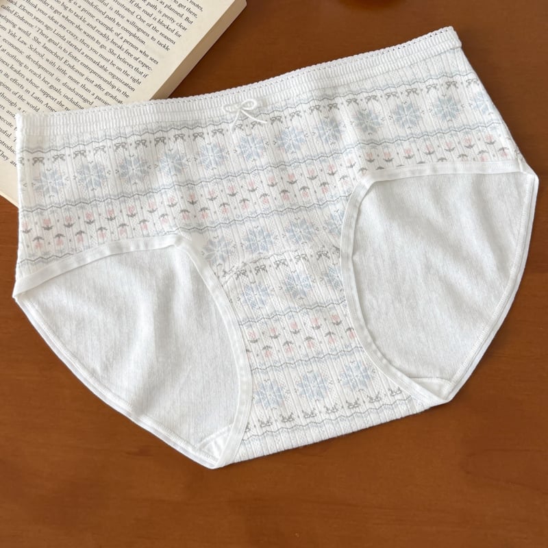 Comswiss памучни дамски бикини със средна талия, флорална шарка, дишащи и антибактериални