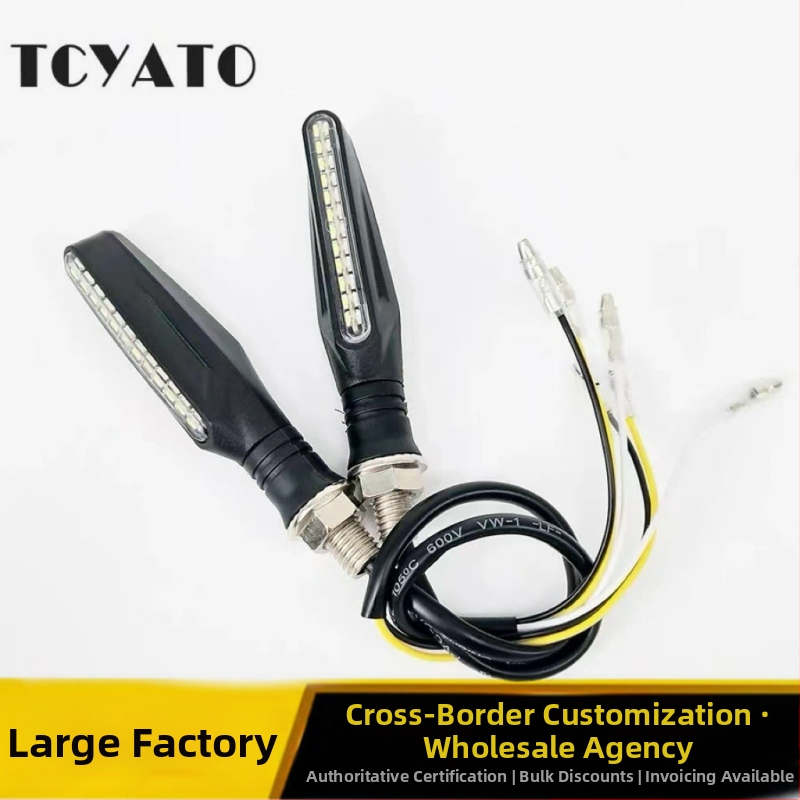 Motocyklové LED smerové svetlá s jednou líniou a efektom prúdu vody, 12-24V, DAS-023, kovové puzdro, životnosť 50 000 h