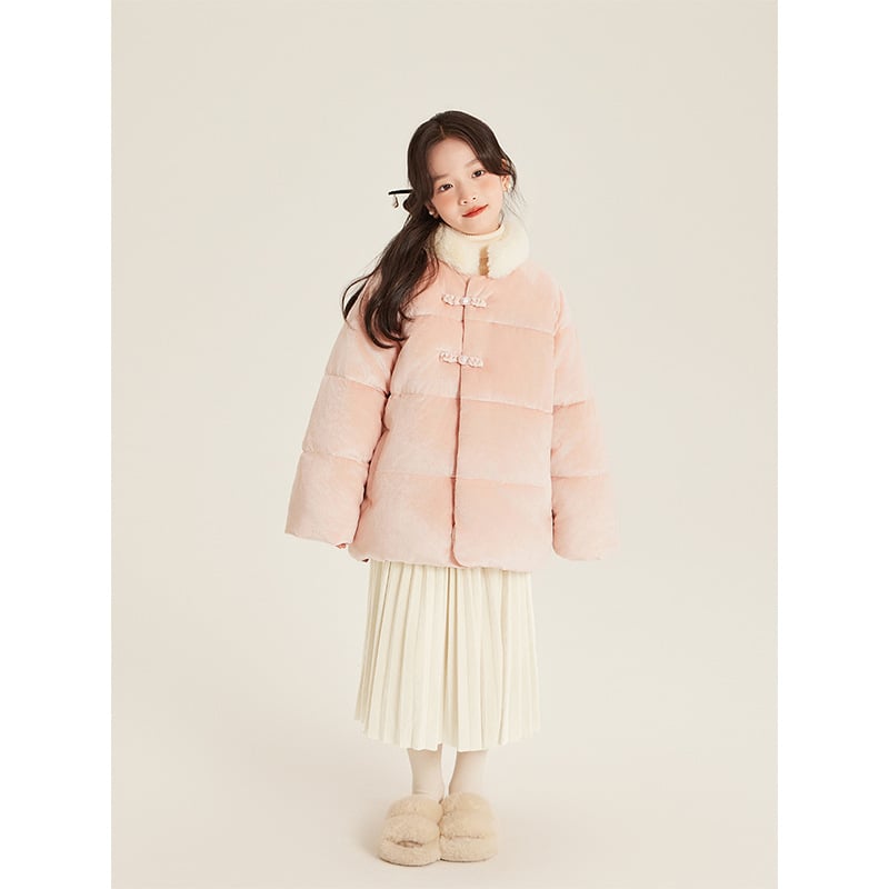 Пола за момичета, памук, брусиран плат, плисирана, зима, за деца 3–8 г