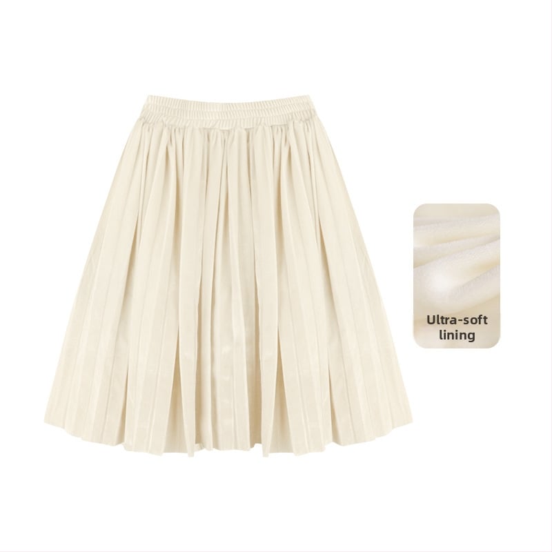 Пола за момичета, памук, брусиран плат, плисирана, зима, за деца 3–8 г