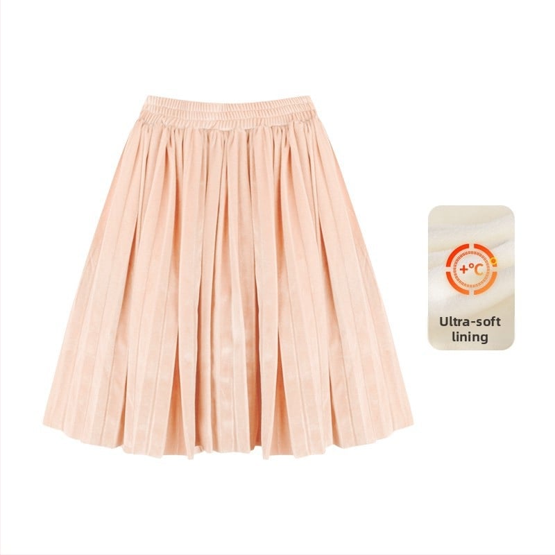 Пола за момичета, памук, брусиран плат, плисирана, зима, за деца 3–8 г