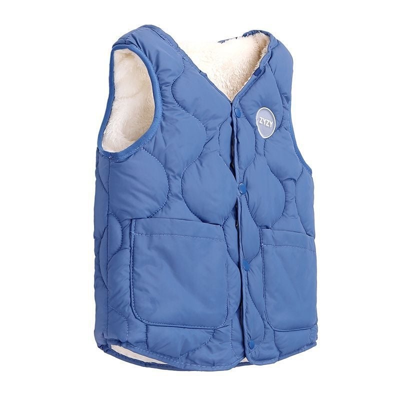 Παιδικό γιλέκο με φλις επένδυση από γούνα κουνελιού, διπλής όψεως χρήση, για νεογνά 0–1 ετών, Άνοιξη 2024
