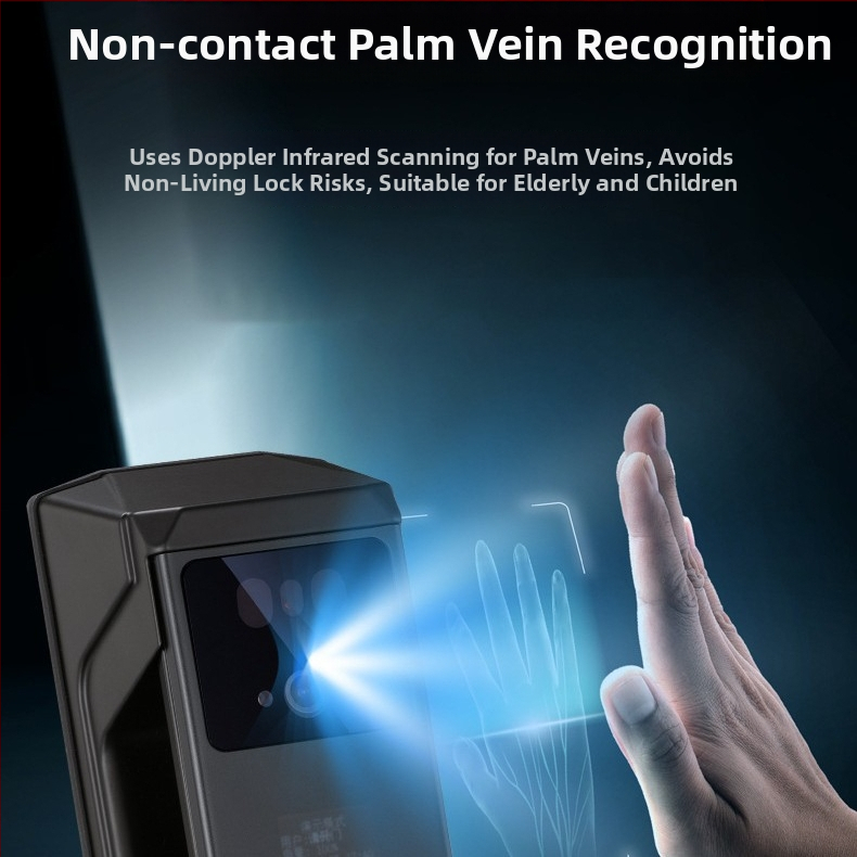 Mangrids P8 Lacăt inteligent pentru ușă - Amprentă digitală și parolă, Deblocare la distanță prin Wi-Fi, 50 de amprente stocate, peste 100.000 de deblocări, Scanare amprentă 0,02 s, -20°C până la 50°C