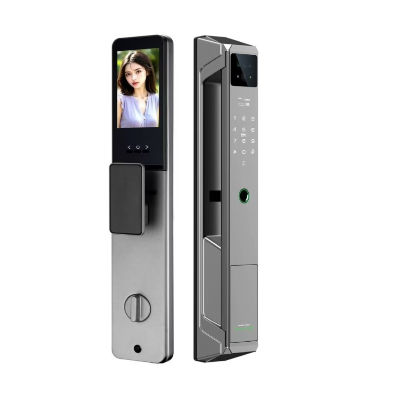 Mangrids P8 Lacăt inteligent pentru ușă - Amprentă digitală și parolă, Deblocare la distanță prin Wi-Fi, 50 de amprente stocate, peste 100.000 de deblocări, Scanare amprentă 0,02 s, -20°C până la 50°C