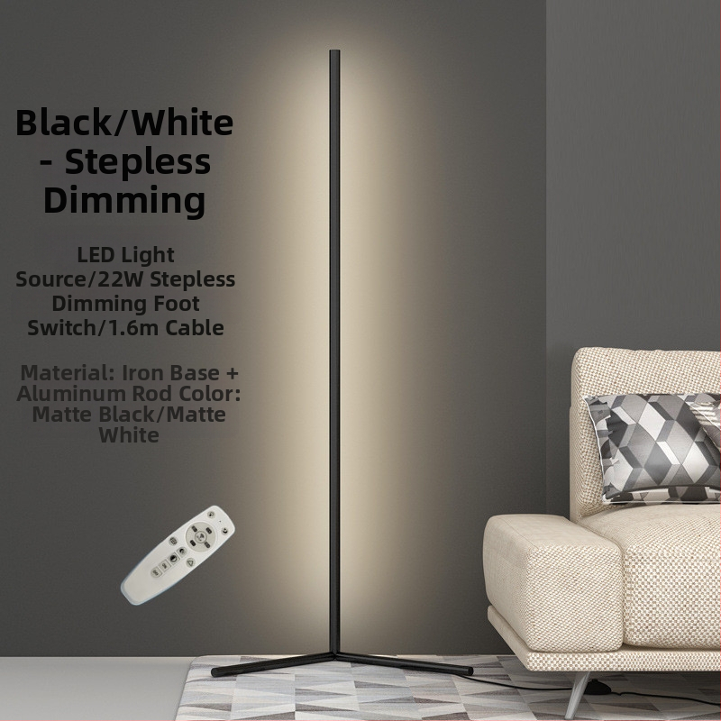 Padlólámpa LED-line dizájnnal, derékszögű hosszú csíkkal, nappaliba vagy hálószobába; 220V; akril Árnyékoló; állítható magasság; CRI 80-90