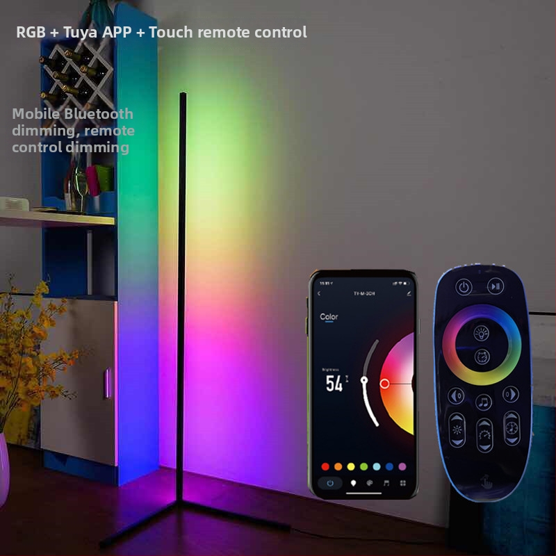 Padlólámpa LED-line dizájnnal, derékszögű hosszú csíkkal, nappaliba vagy hálószobába; 220V; akril Árnyékoló; állítható magasság; CRI 80-90