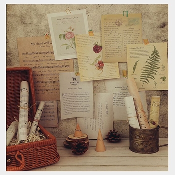 Pozadina za fotografiranje s vintage rekvizitima, starinskim engleskim papirom i notnim papirjem