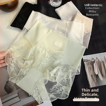 Дамски дантелени бикини с висока талия за стягане на корема — леки, еластични, дишащи, полупрозрачни; основна материя: нейлон; чатална подплата: мулберри коприна