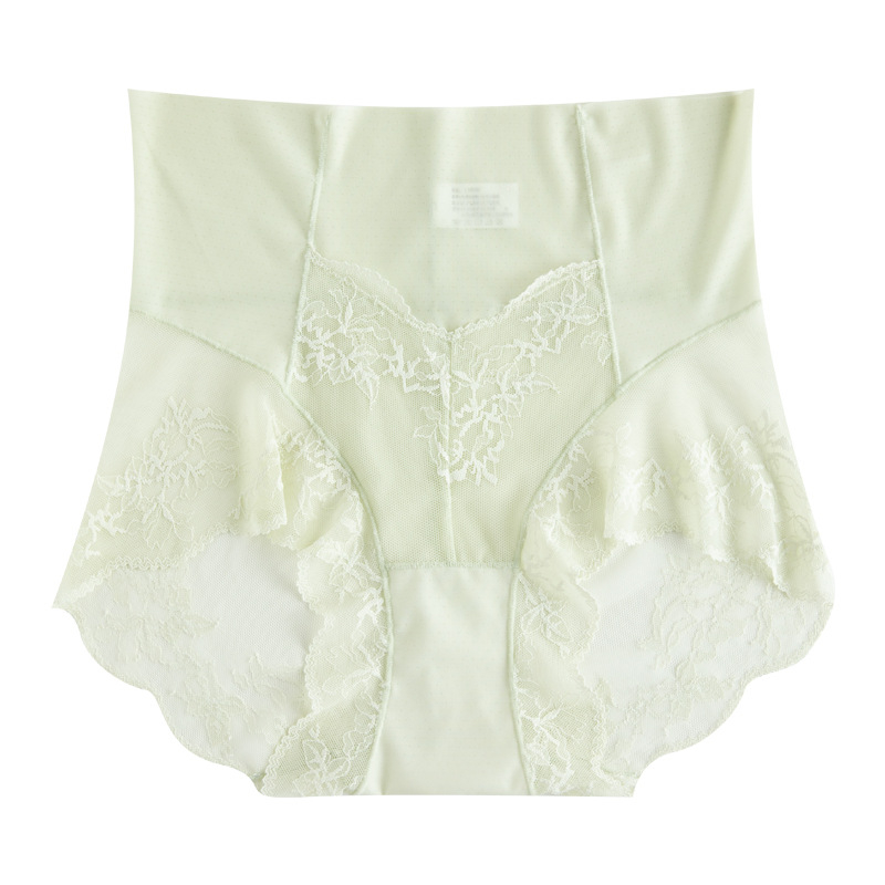 Дамски дантелени бикини с висока талия за стягане на корема — леки, еластични, дишащи, полупрозрачни; основна материя: нейлон; чатална подплата: мулберри коприна