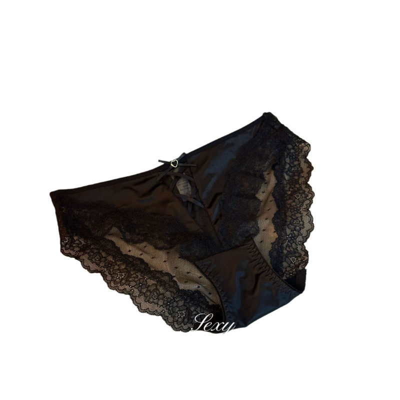 A1-2434 Дантелени дамски бикини с мрежест дизайн и сърцевидна панделка | Основна материя: нейлон 80–90%, памучна подплата, жакардова тъкан