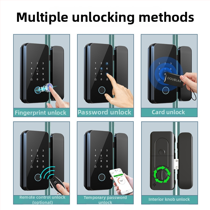 Стъклена врата: ключалка за пръстов отпечатък и парола — офис контрол на достъпа, без рамка или с рамка, едно- или двупусково отваряне; капацитет отпечатъци 100; над 200000 отключвания; време на сканиране 0.02 s