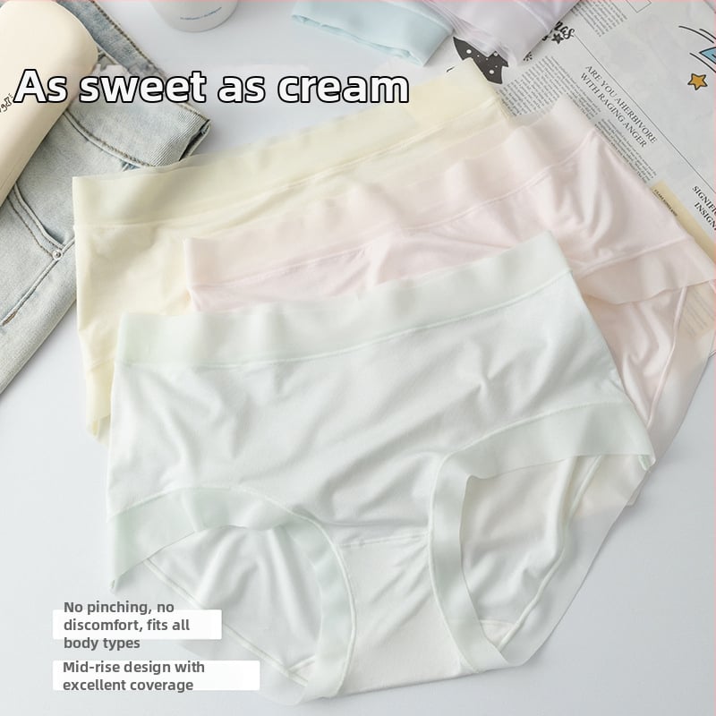 Дамски бикини със средна талия от модал, лоно от мулбери коприна, дишащи и антибактериални, плетени