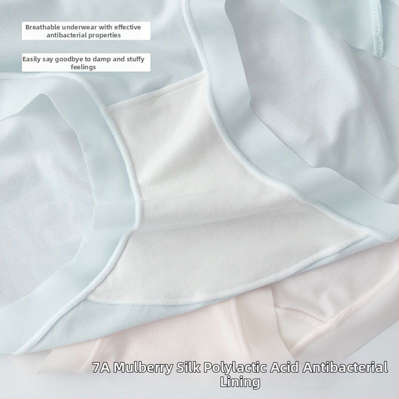 Дамски бикини със средна талия от модал, лоно от мулбери коприна, дишащи и антибактериални, плетени