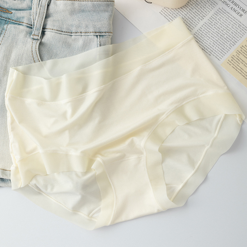 Дамски бикини със средна талия от модал, лоно от мулбери коприна, дишащи и антибактериални, плетени