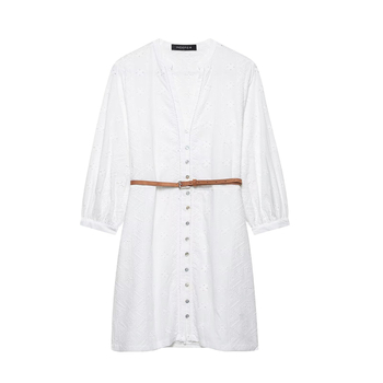 Mini haljina – izvezeni prorez, V-izrez, bez rukava, slip dress, poliester