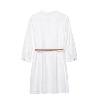 Mini haljina – izvezeni prorez, V-izrez, bez rukava, slip dress, poliester