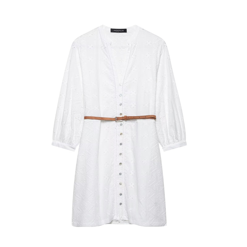 Mini haljina – izvezeni prorez, V-izrez, bez rukava, slip dress, poliester