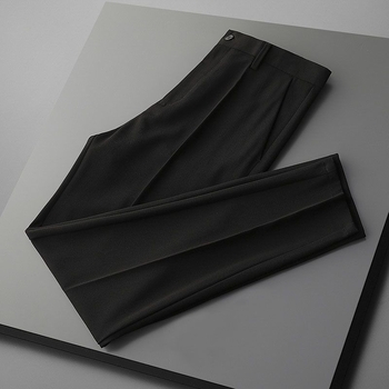 Ανδρικά επίσημα παντελόνια – Slim Fit, ίσια γραμμή, Πολυεστέρας 90% συνθετικό μείγμα, ήπια ελαστικότητα, άνοιξη και φθινόπωρο, επιχειρηματικό στυλ