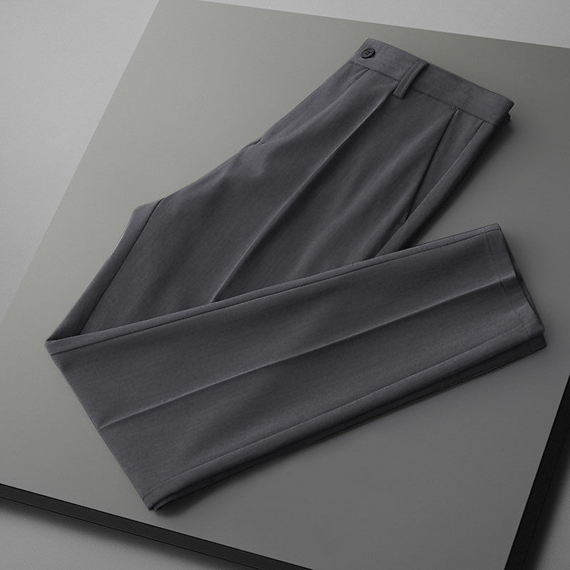 Ανδρικά επίσημα παντελόνια – Slim Fit, ίσια γραμμή, Πολυεστέρας 90% συνθετικό μείγμα, ήπια ελαστικότητα, άνοιξη και φθινόπωρο, επιχειρηματικό στυλ