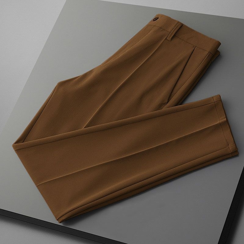 Ανδρικά επίσημα παντελόνια – Slim Fit, ίσια γραμμή, Πολυεστέρας 90% συνθετικό μείγμα, ήπια ελαστικότητα, άνοιξη και φθινόπωρο, επιχειρηματικό στυλ