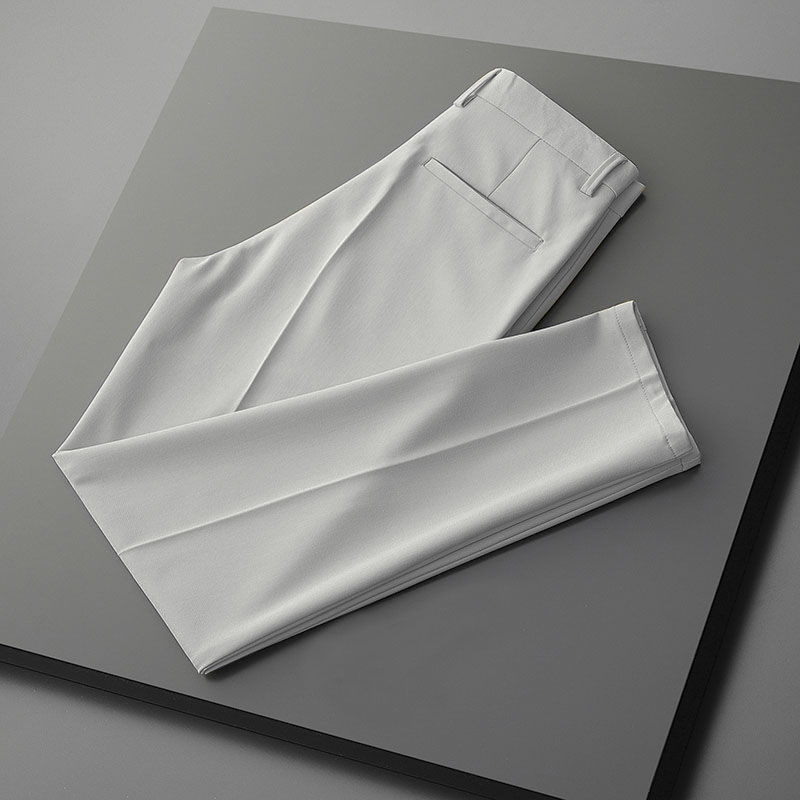 Ανδρικά επίσημα παντελόνια – Slim Fit, ίσια γραμμή, Πολυεστέρας 90% συνθετικό μείγμα, ήπια ελαστικότητα, άνοιξη και φθινόπωρο, επιχειρηματικό στυλ