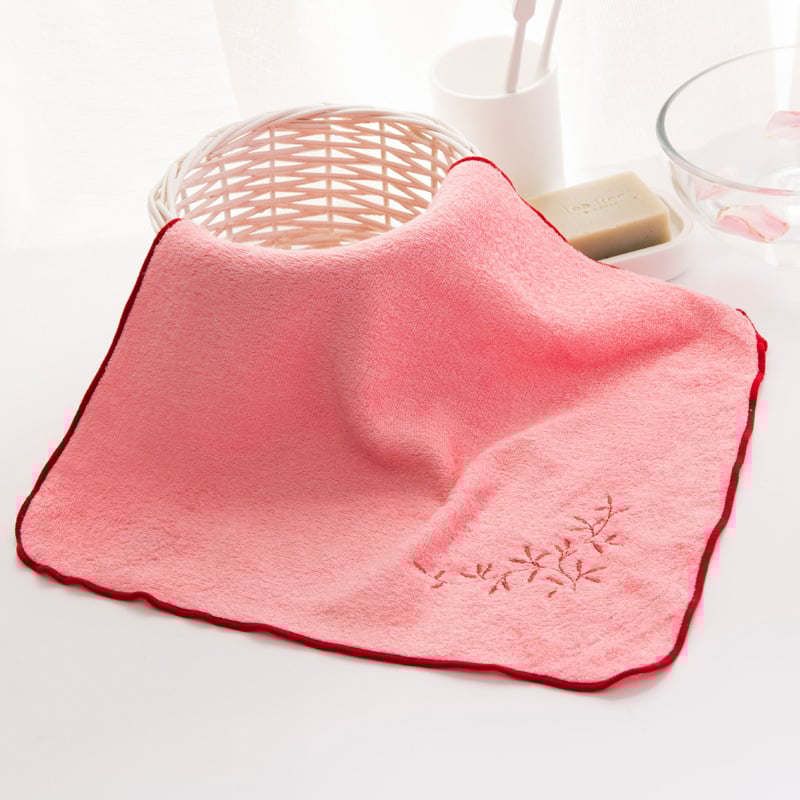 Παιδική τετράγωνη πετσέτα προσώπου από μπαμπού με κεντημένο λογότυπο, 60g, 32 νήματα, slub νήμα