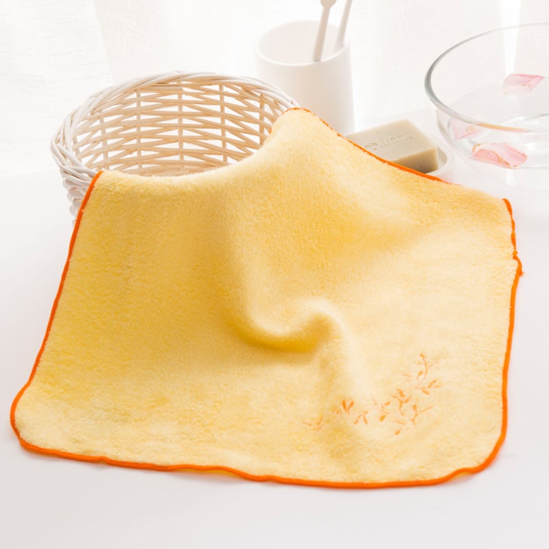 Παιδική τετράγωνη πετσέτα προσώπου από μπαμπού με κεντημένο λογότυπο, 60g, 32 νήματα, slub νήμα