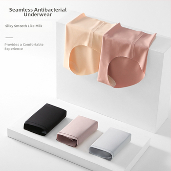 Дамски бикини от найлон със подплата от мулбери коприна, средна талия, без видими линии, бързосъхнещи