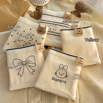 Дамски памучни бикини – антибактериални, със средна талия, принт с карикатура