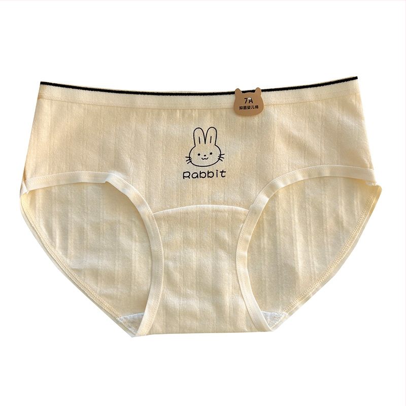 Дамски памучни бикини – антибактериални, със средна талия, принт с карикатура