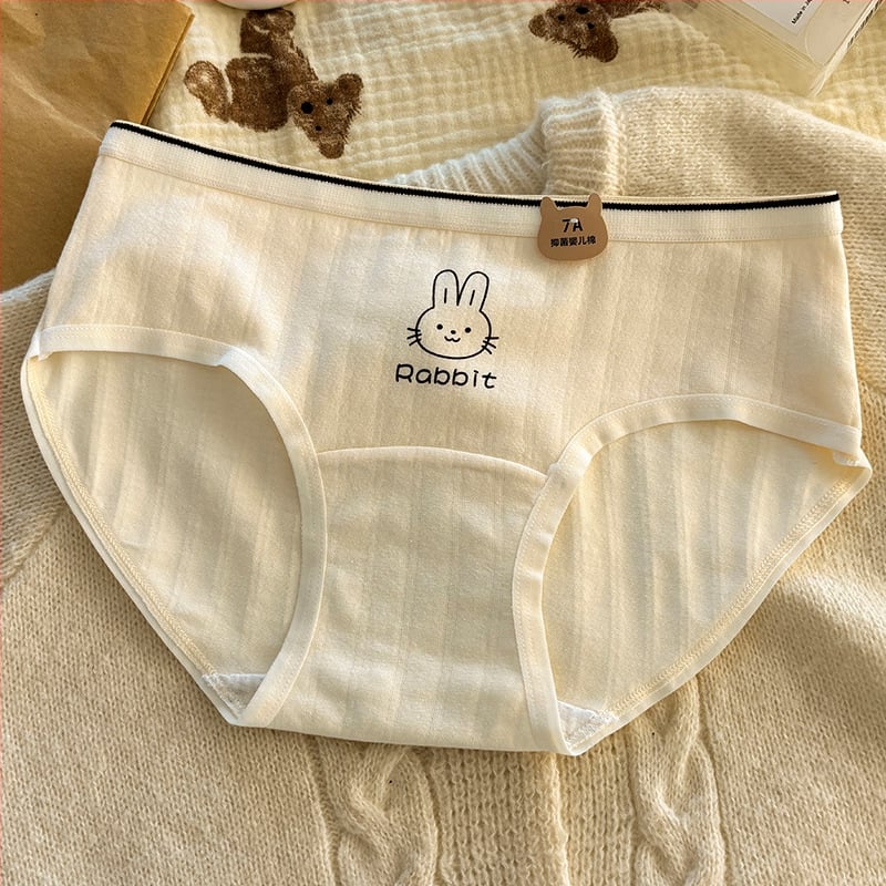 Дамски памучни бикини – антибактериални, със средна талия, принт с карикатура